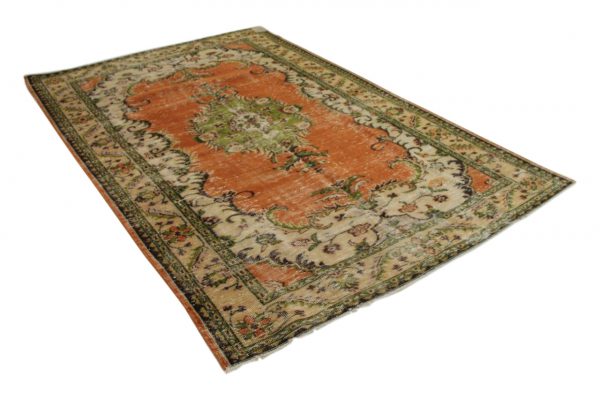 vintage vloerkleed oranje, groen 297cm x 190cm