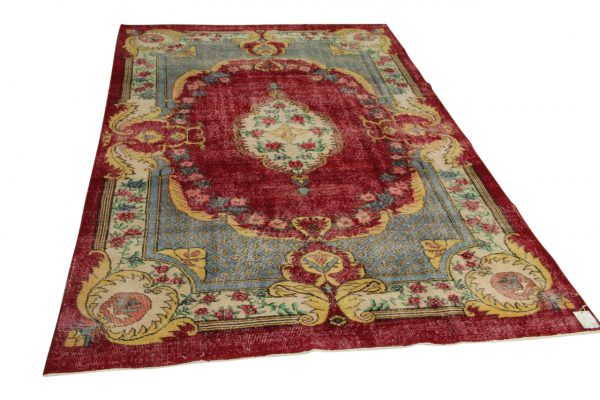 vintage vloerkleed, rood, 286cm x 183cm