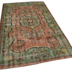 vintage vloerkleed roze, groen 295cm x 170cm