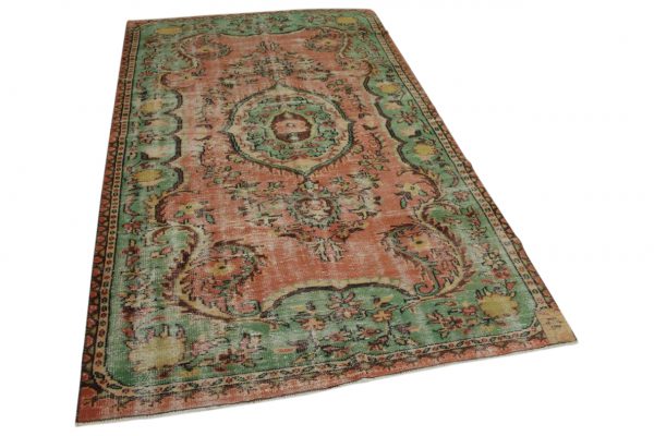 vintage vloerkleed roze, groen 295cm x 170cm