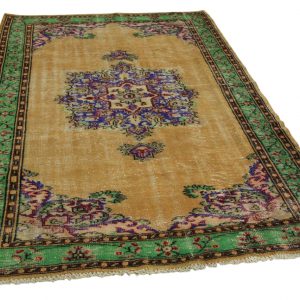 vintage vloerkleed groen met bruin 275cm x 181cm