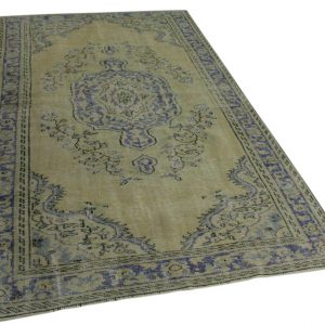 vintage vloerkleed zandkleurig met blauw 292cm x 162cm