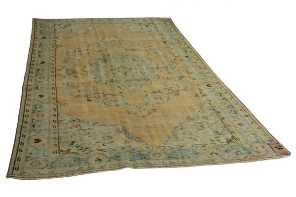 vintage vloerkleed zalm, blauw 294cm x 188cm