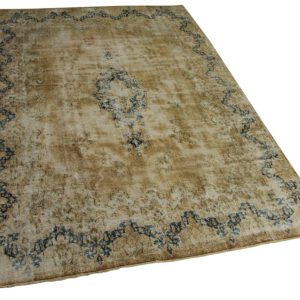 vintage vloerkleed, zandkleurig vloerkleed met blauw 398cm x 294cm