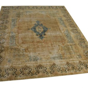 vintage vloerkleed zandkleur met blauw 394cm x 291cm