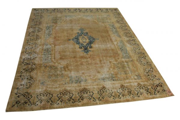 vintage vloerkleed zandkleur met blauw 394cm x 291cm