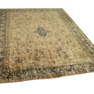 vintage vloerkleed zandkleur met blauw 380cm x 293cm