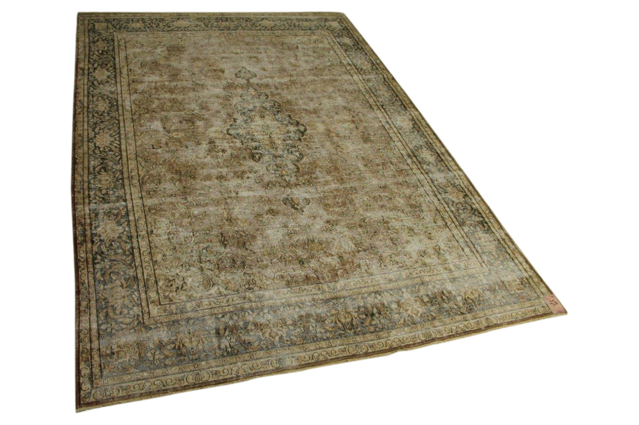 vintage vloerkleed zandkleurig vloerkleed met blauw 407cm x 293cm