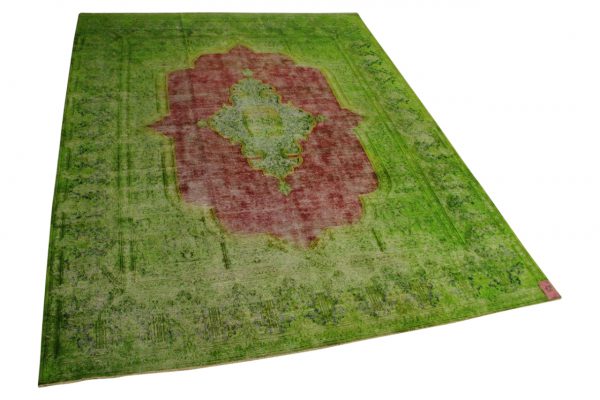 groen met rood vintage vloerkleed 378cm x 301cm