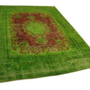 groen met rood vintage vloerkleed 380cm x 287cm