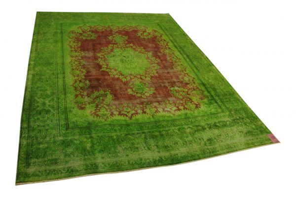 groen met rood vintage vloerkleed 380cm x 287cm