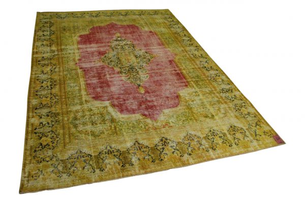 geel, rood vintage vloerkleed 413cm x 307