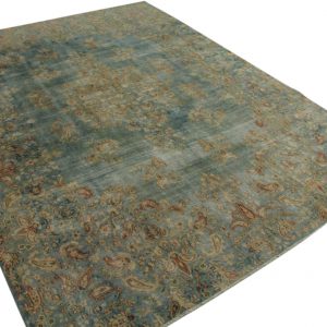 vintage vloerkleed groenblauw 402cm x 295cm