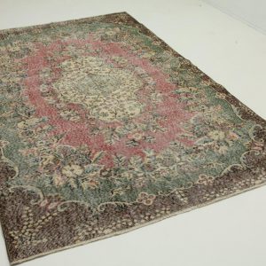 vintage vloerkleed groen, roze 270cm x 168cm