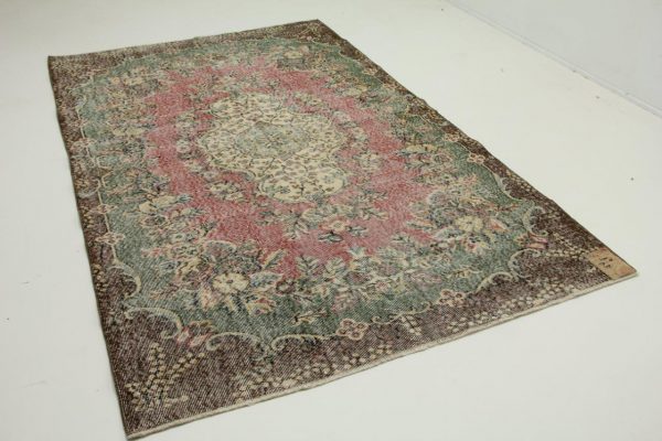 vintage vloerkleed groen, roze 270cm x 168cm