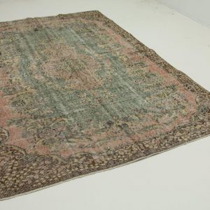 vintage vloerkleed groen, roze 270cm x 182cm