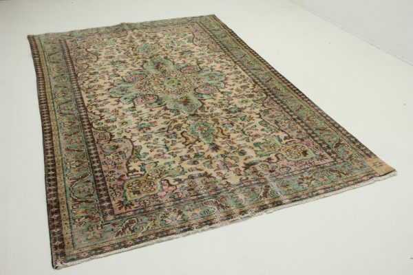 vintage vloerkleed groen, bruin 283cm x 183cm