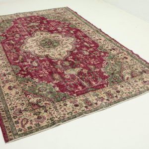 vintage vloerkleed groen, rood 291cm x 194cm