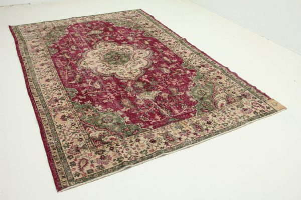 vintage vloerkleed groen, rood 291cm x 194cm