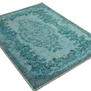 Vintage vloerkleed blauw badmat (90cm x 70cm)