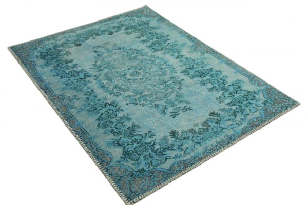 Vintage vloerkleed blauw badmat (90cm x 70cm)