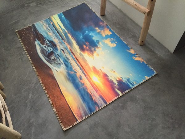 UITVERKOOP nog 4 op voorraad Badmat ondergaande zon 100cm x 70cm 100% polyester