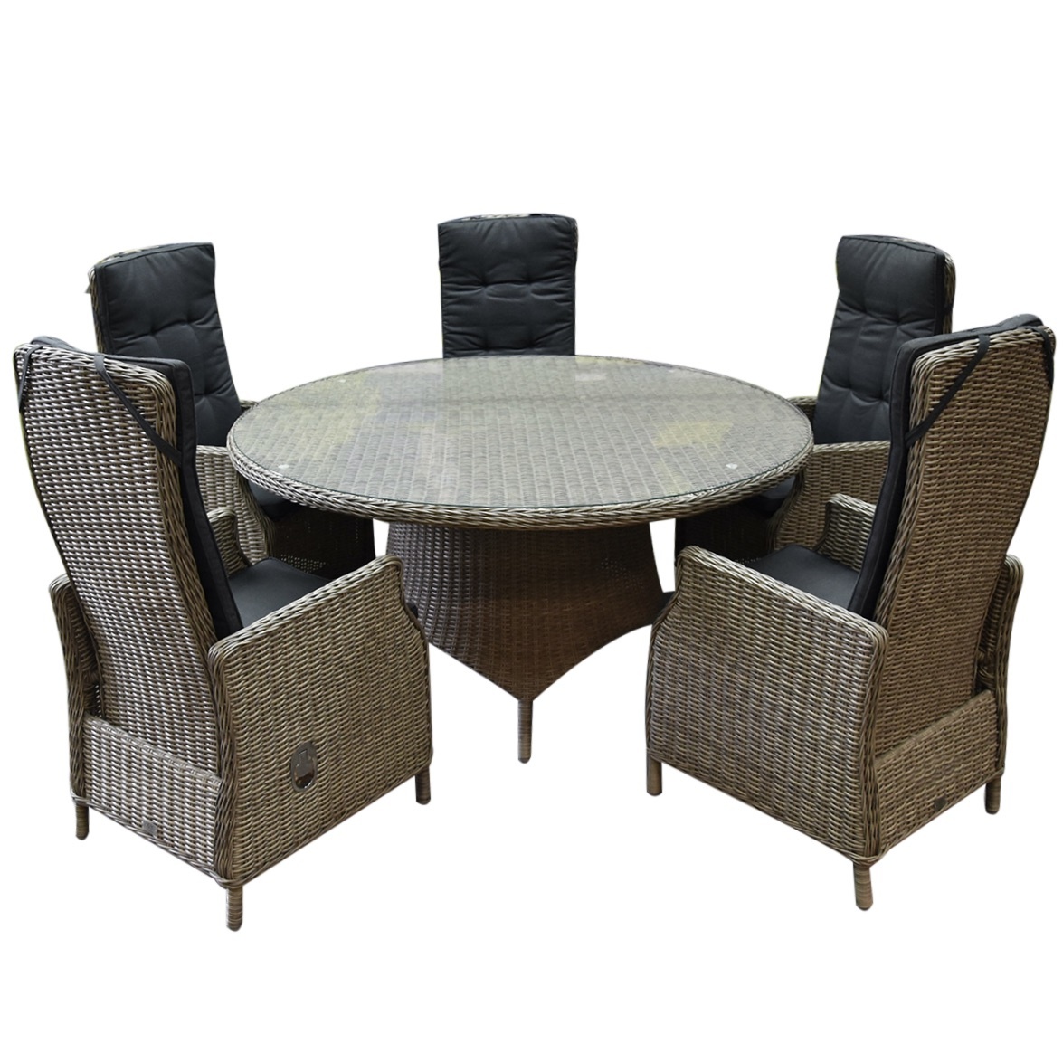 Empoli Riccione dining tuinset 150 cm 6-delig grijs verstelbaar