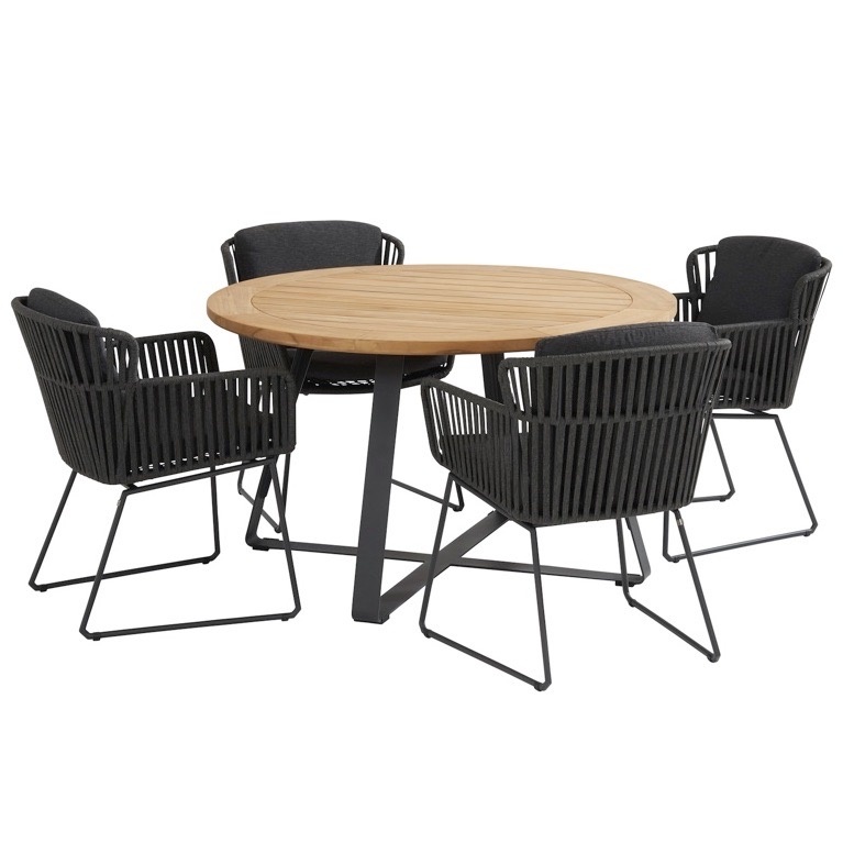 Vitali Basso dining tuinset 130xH75 cm 5 delig antraciet Taste 4SO