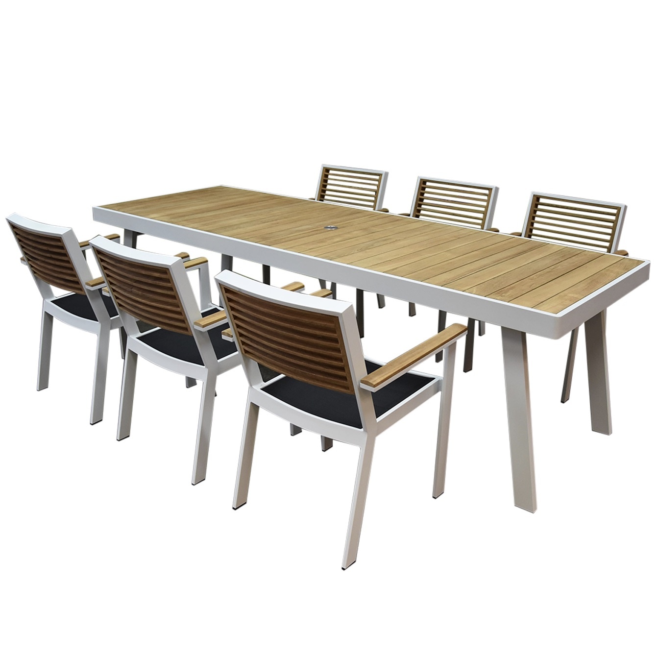 York dining tuinset 260x90xH77 cm 7-delig wit aluminium