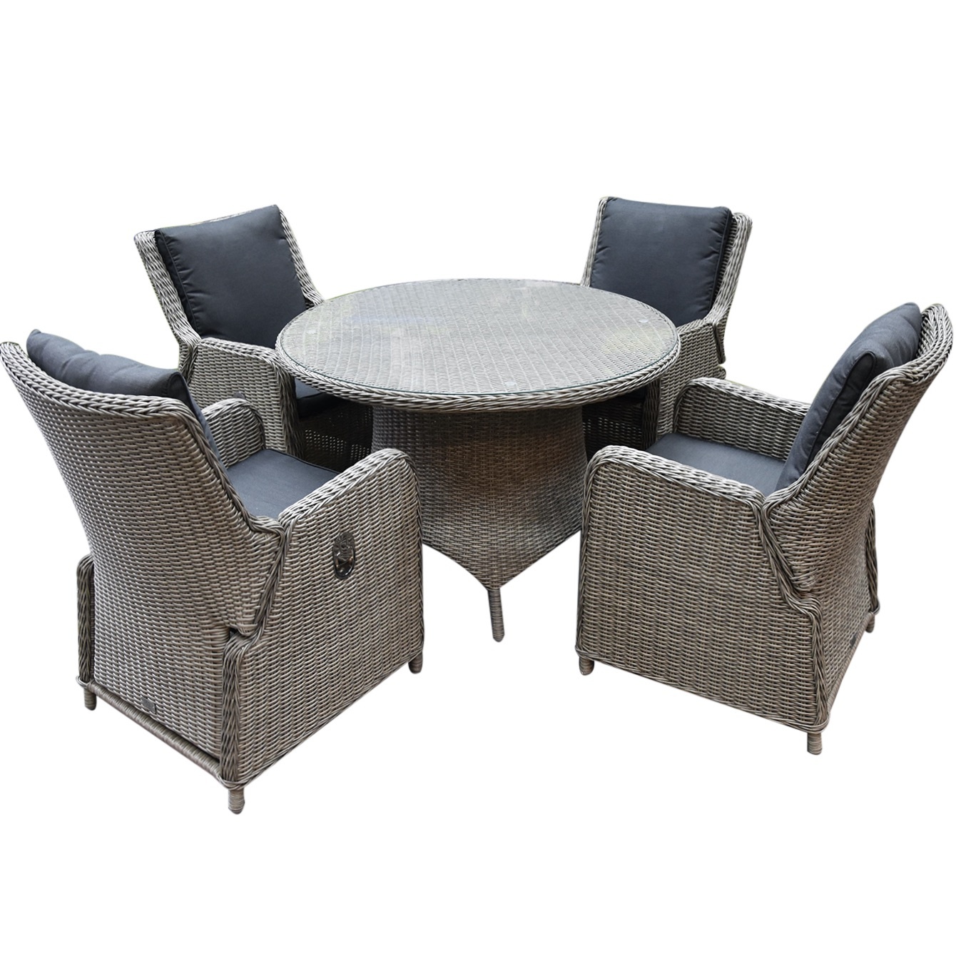 Bilbao Riccione dining tuinset 110 cm rond 5-delig grijs verstelbaar