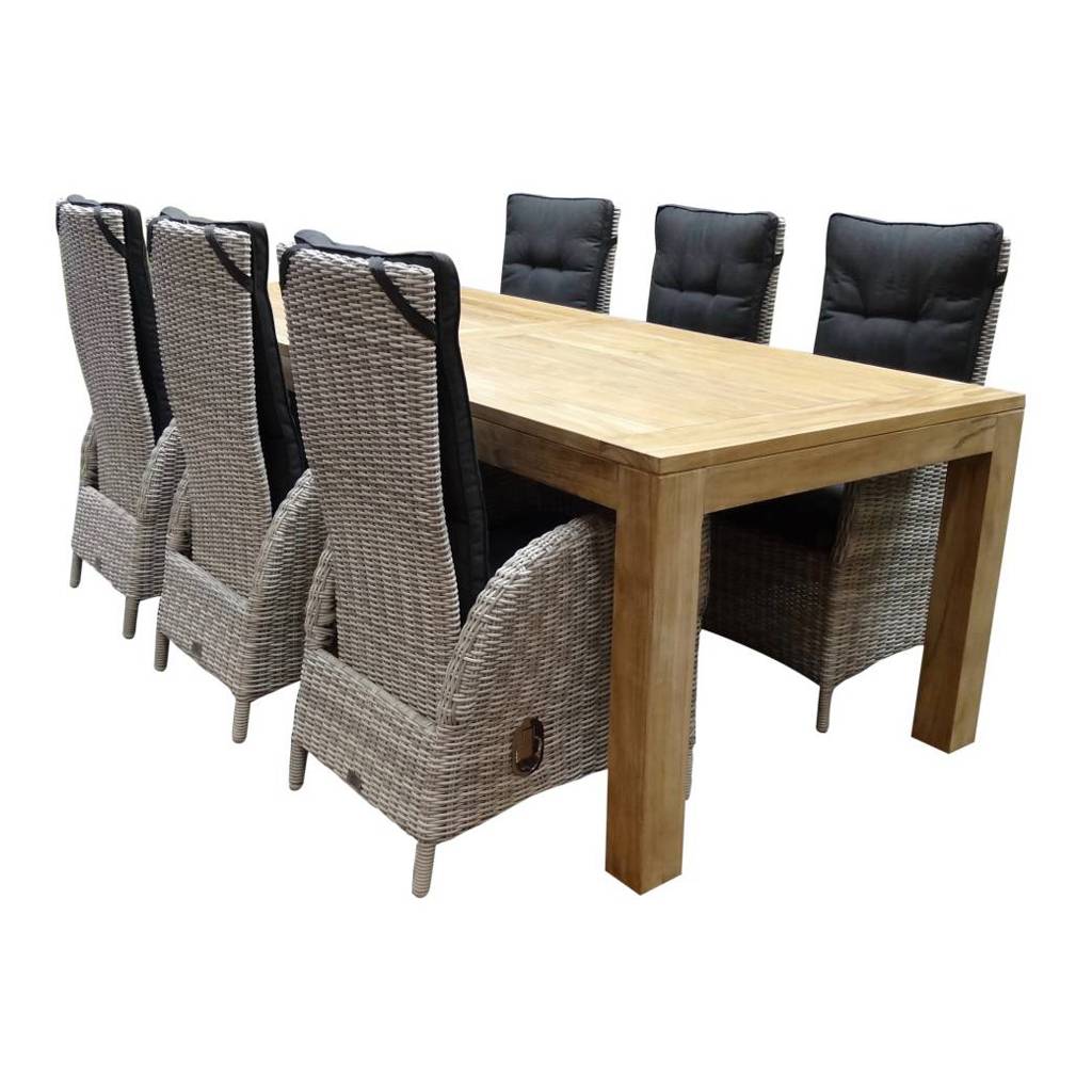 Krista Menorca dining tuinset 240x100xH77 cm 7-delig wit grijs