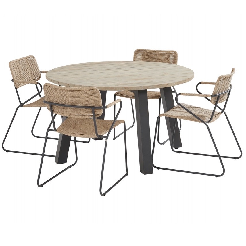 Swing Derby dining tuinset 130xH75 cm 5 delig naturel Taste 4SO