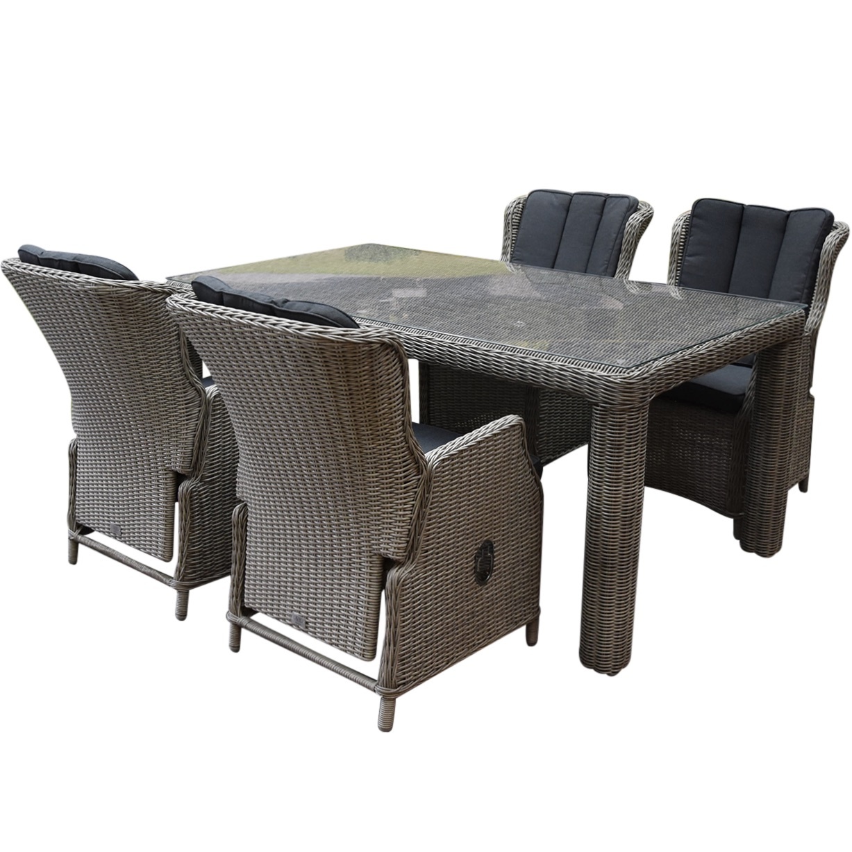 Darwin Bergamo dining tuinset 180x100xH76 cm 5-delig verstelbaar grijs