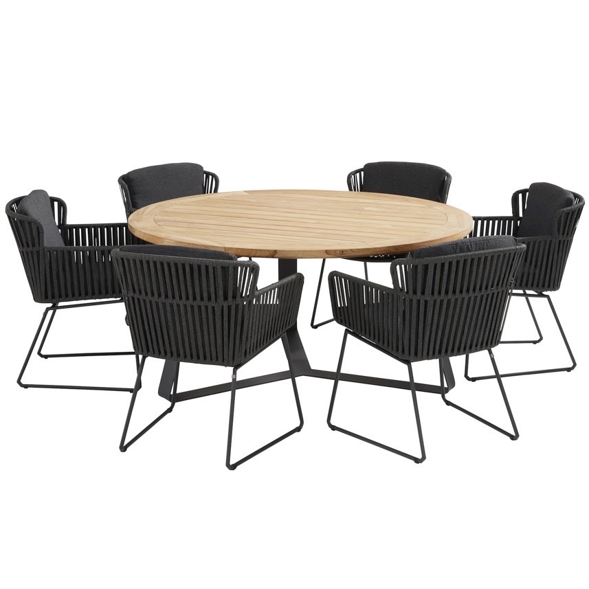 Vitali Basso dining tuinset 160xH75 cm 7 delig antraciet Taste 4SO