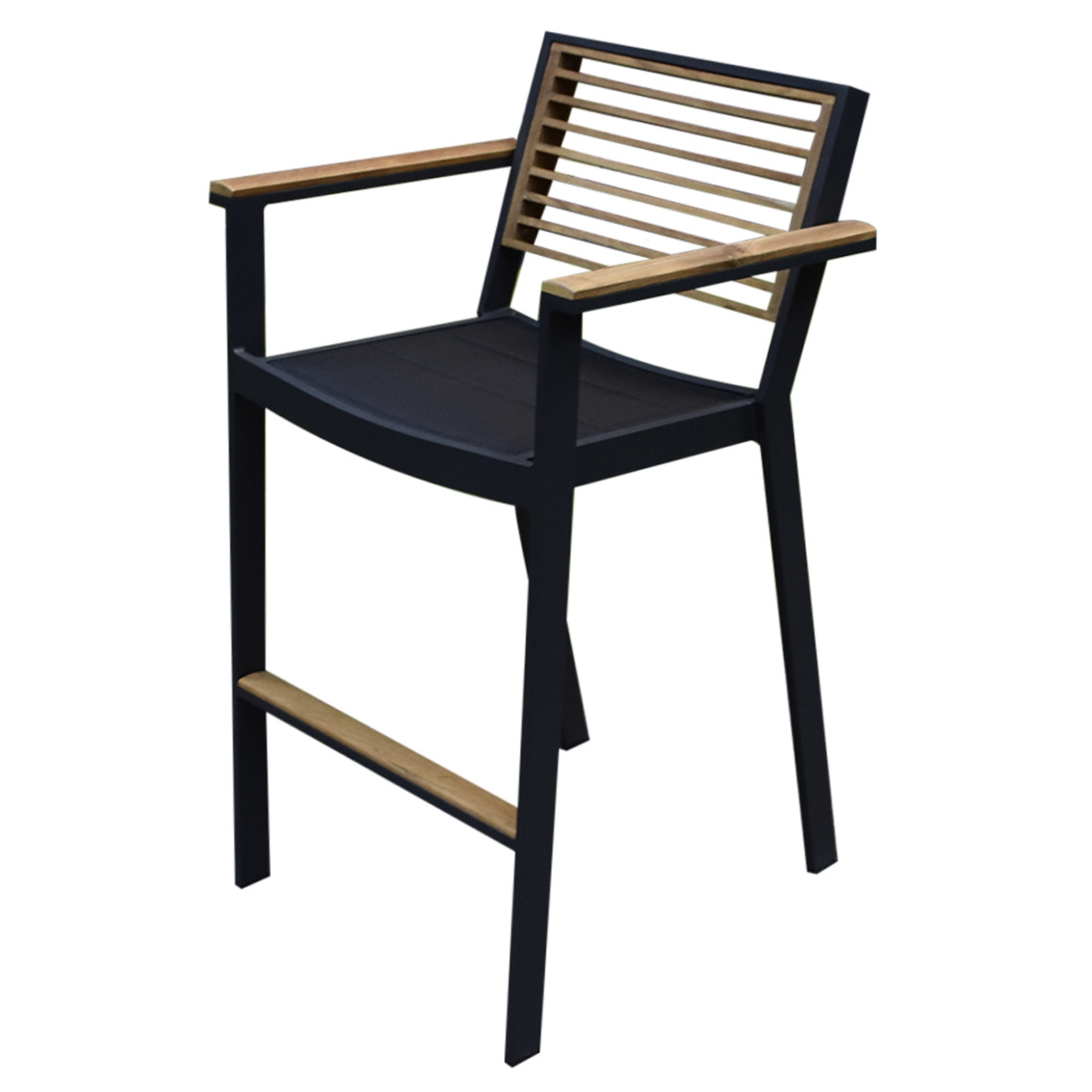 York barstoel aluminium antraciet teak
