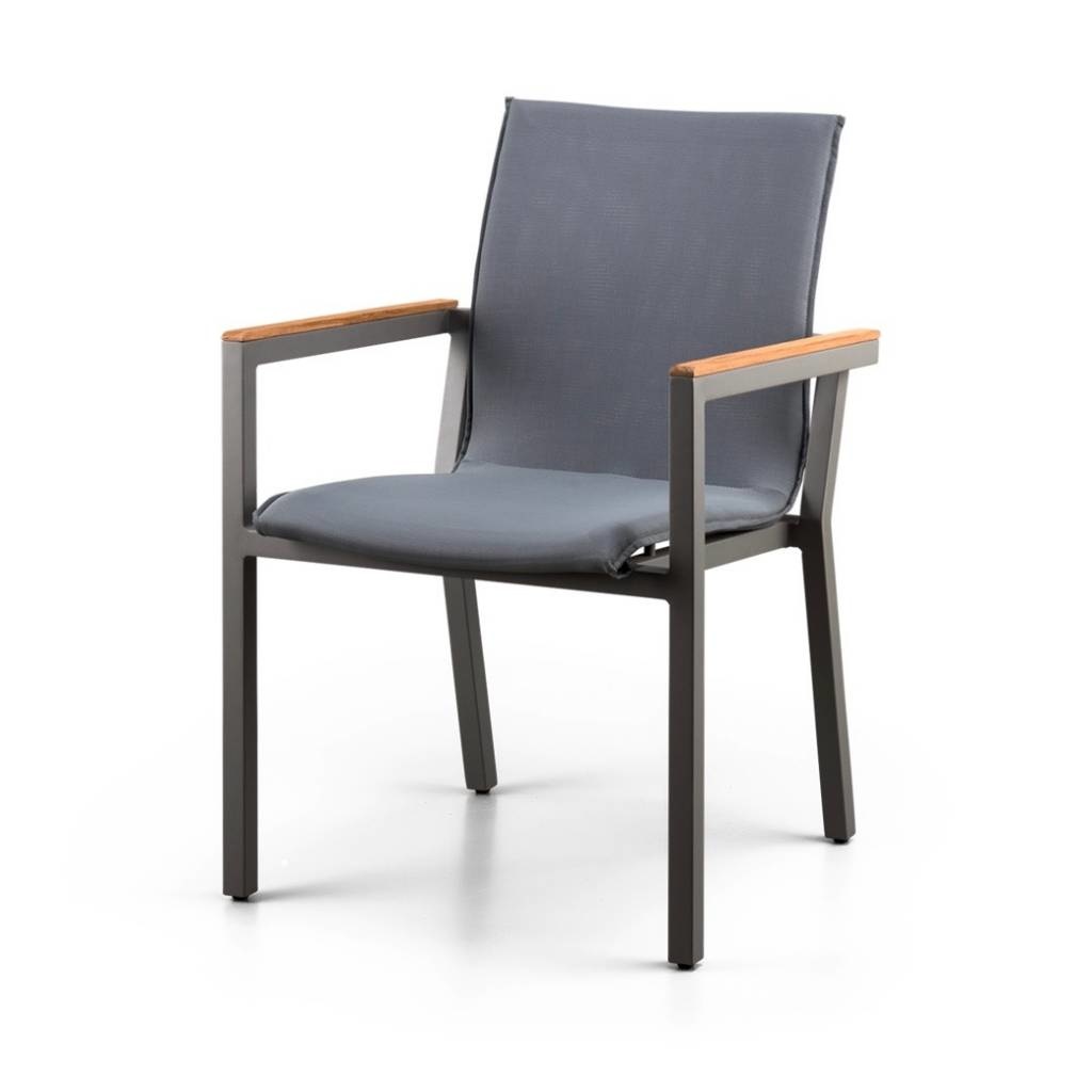 Felice dining tuinstoel matt royal grey/padded sling/new teak arm