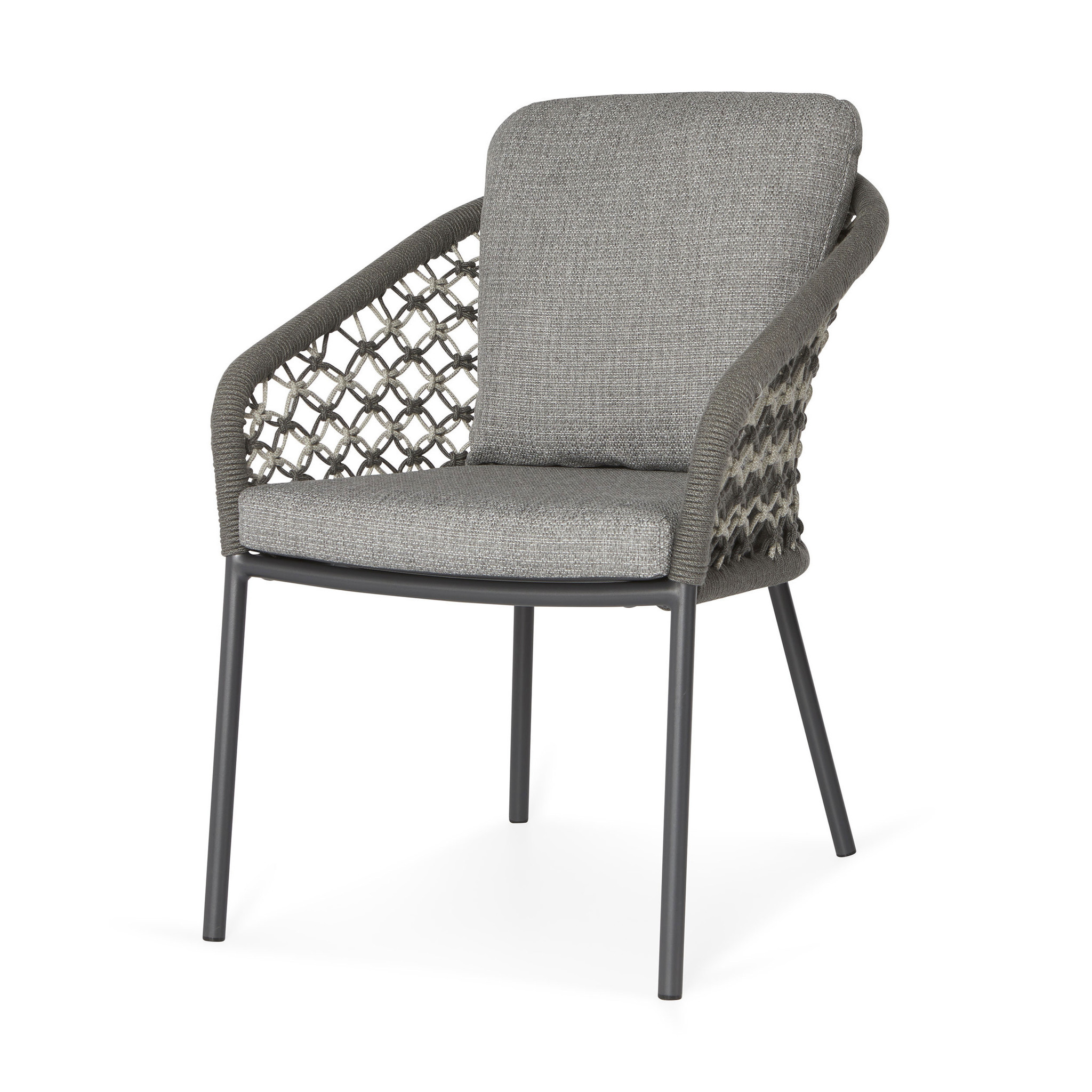 SUNS Nappa dining chair matt royal grey/mix macrame carbon grey/light anthracite
