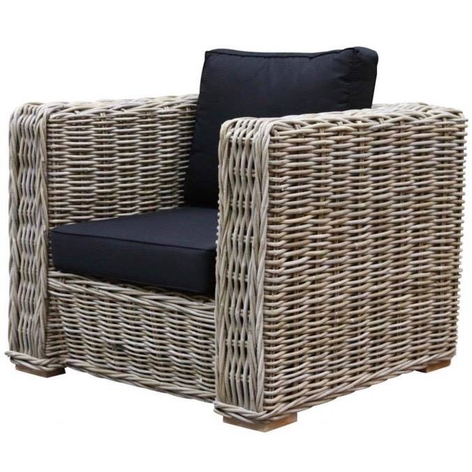 Nissah lounge tuinstoel naturel rotan - suntech black