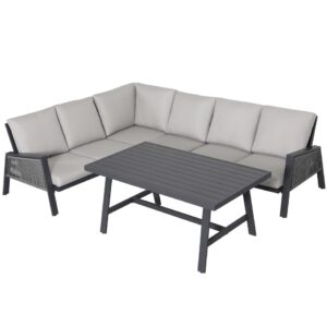 Vitoria dining hoek loungeset 4 delig antraciet rope aluminium