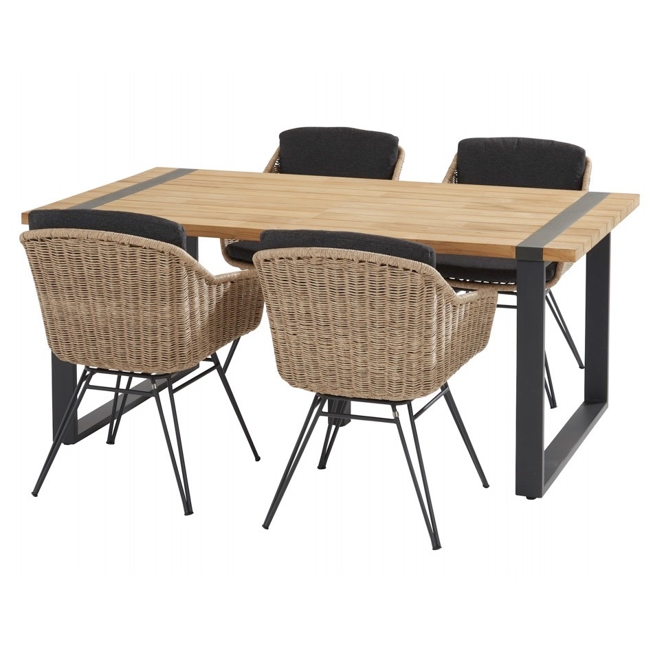 Bohemian Alto dining tuinset 180x90xH75 cm 5 delig naturel Taste 4SO