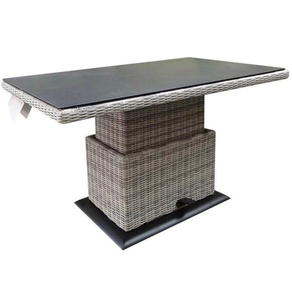 Miami lounge-diningtafel 140x85xH47-71 cm in hoogte verstelbaar wit grijs