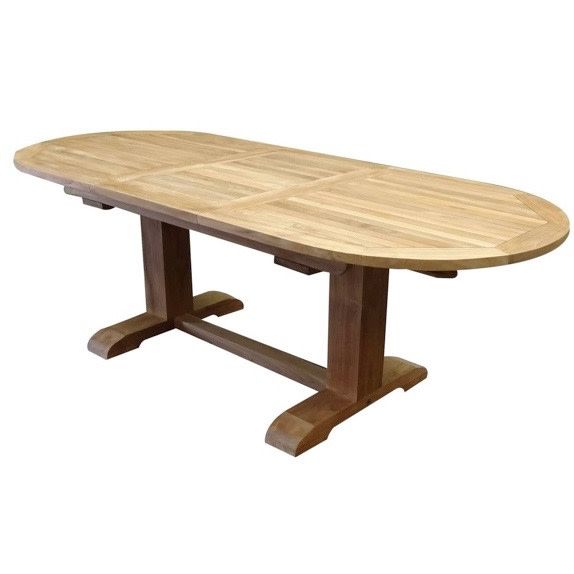 Ovaal uitschuifbare lounge-diningtafel 160-210x90xH70 cm teak bladdikte 4 cm