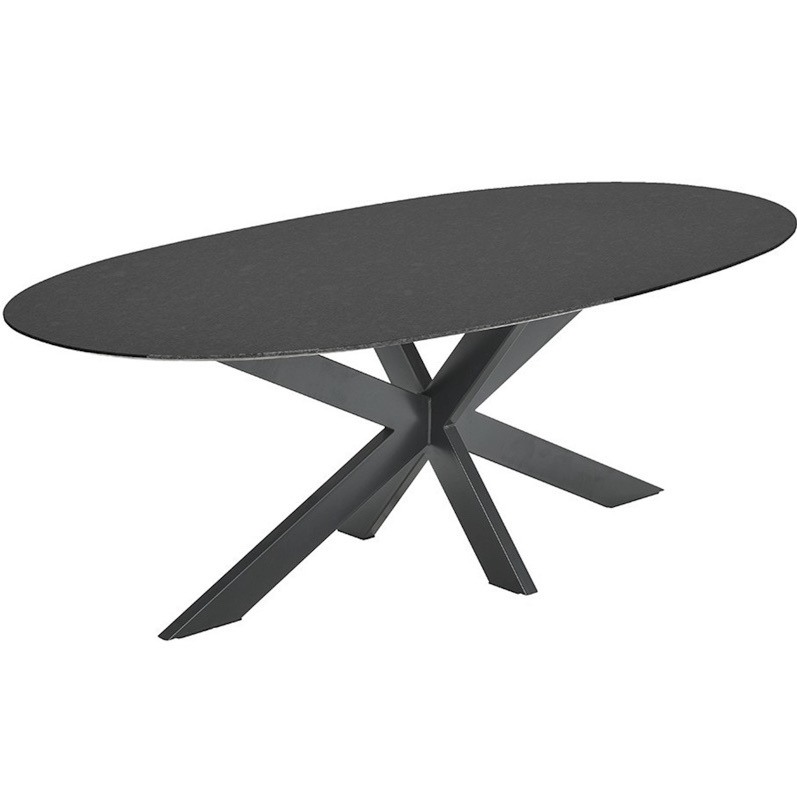 Berlijn dining tuintafel 220x110xH74 cm 2cm graniet ovaal black diamond satinado