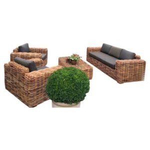 Sabuga stoel-bank loungeset 4-delig naturel rotan