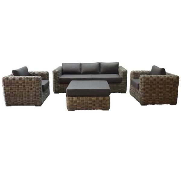 Cervo stoel bank loungeset 4-delig grijs  wicker