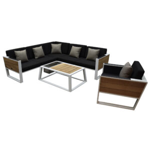 York hoek loungeset 5 delig wit aluminium