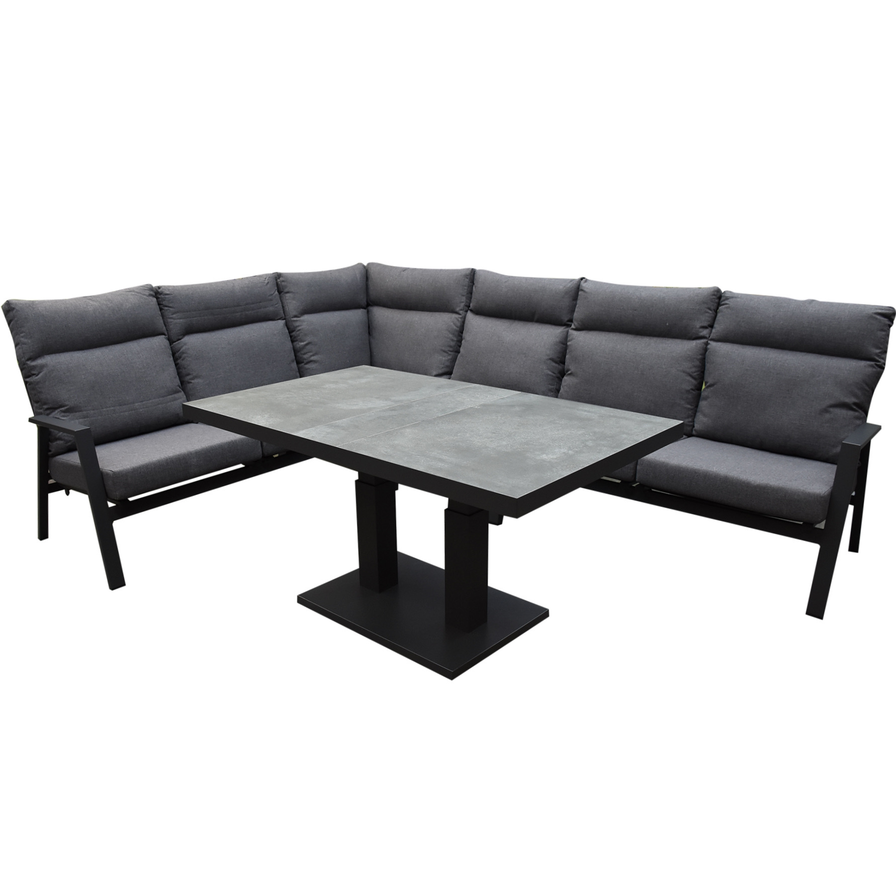 Pacific hoek dining loungeset 5 delig aluminium verstelbaar