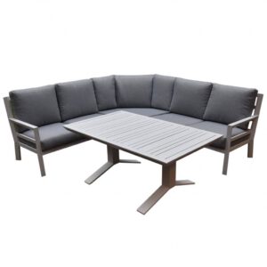 Sevilla hoek dining loungeset 4-delig aluminium wit