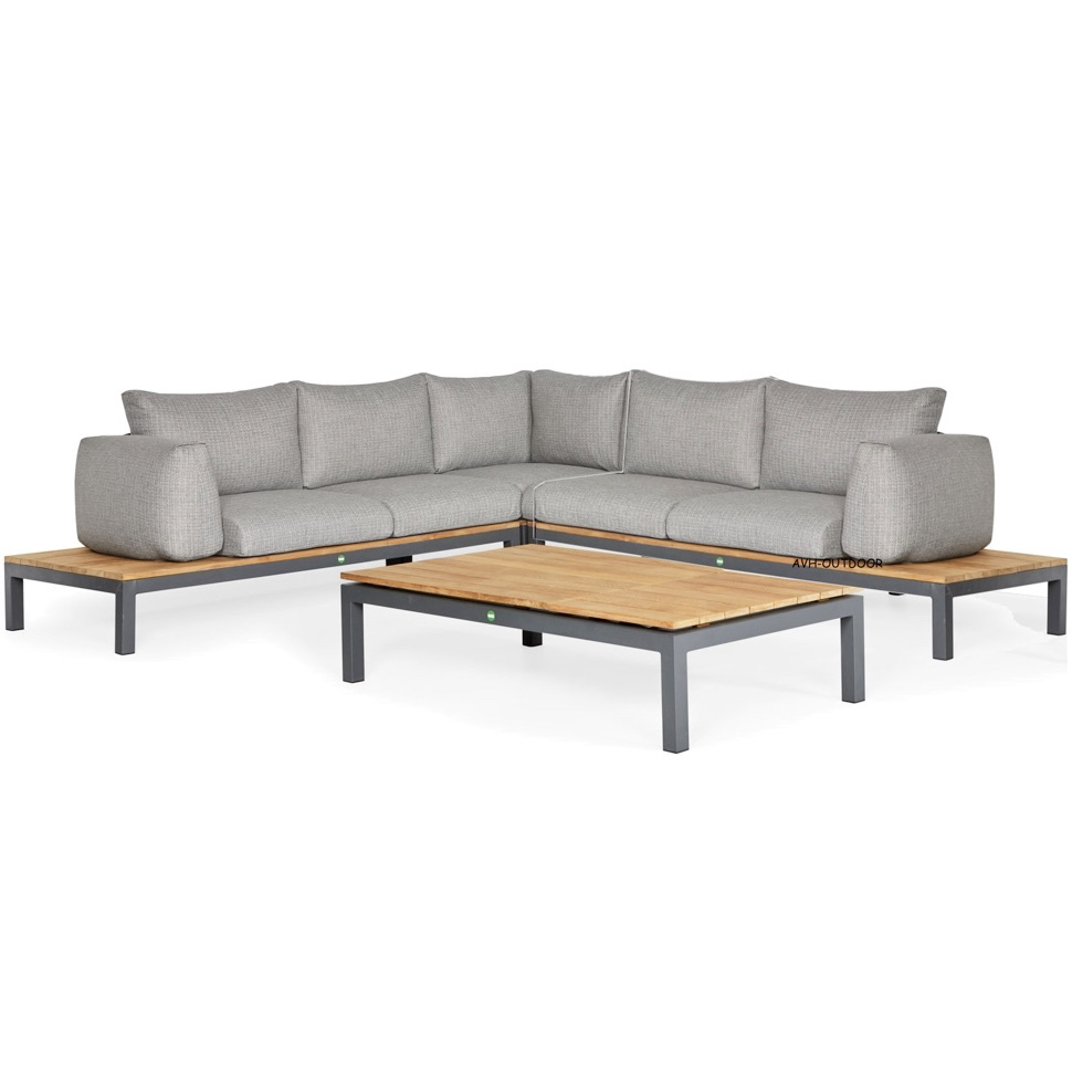 SUNS Memphis hoek loungeset 6 delig light anthracite mixed weave  / matt royal grey