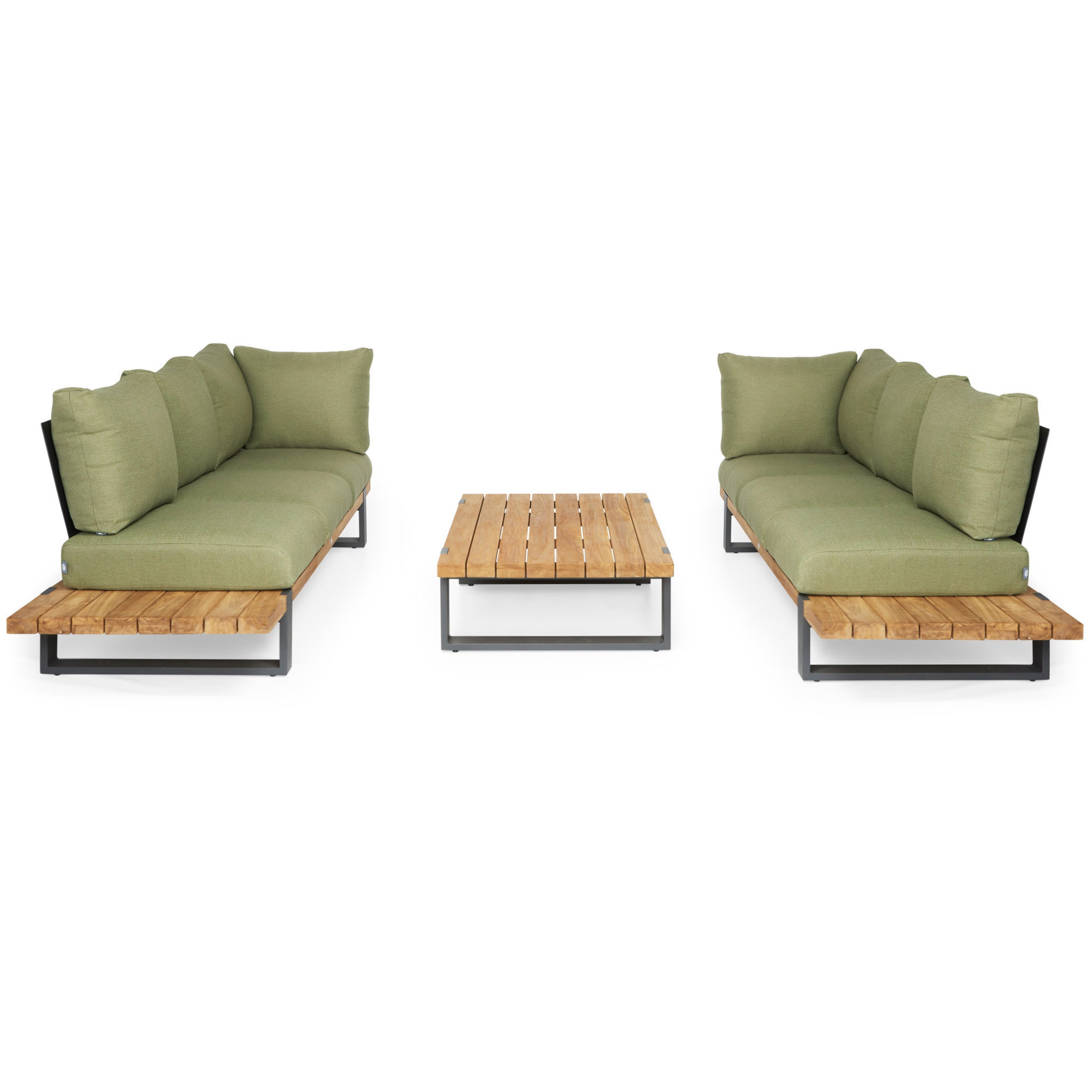 SUNS Nardo sofa loungeset 3 delig soft green mixed weave / matt royal grey